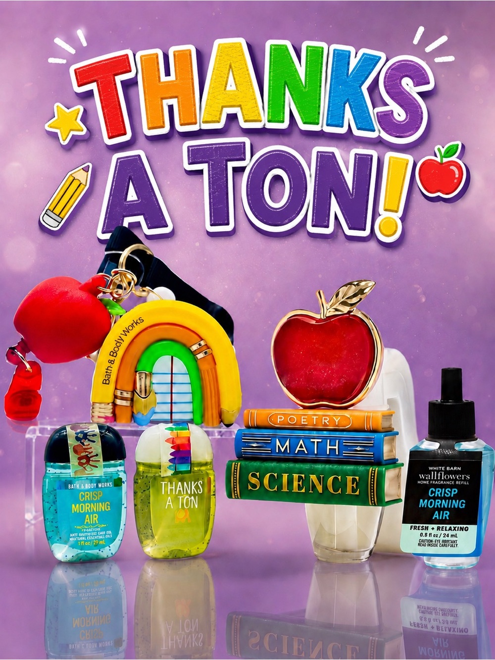BBW 🍎 Teacher Gift Set Thanks A Ton RARE PocketBac Wallflowers Plug 6pc